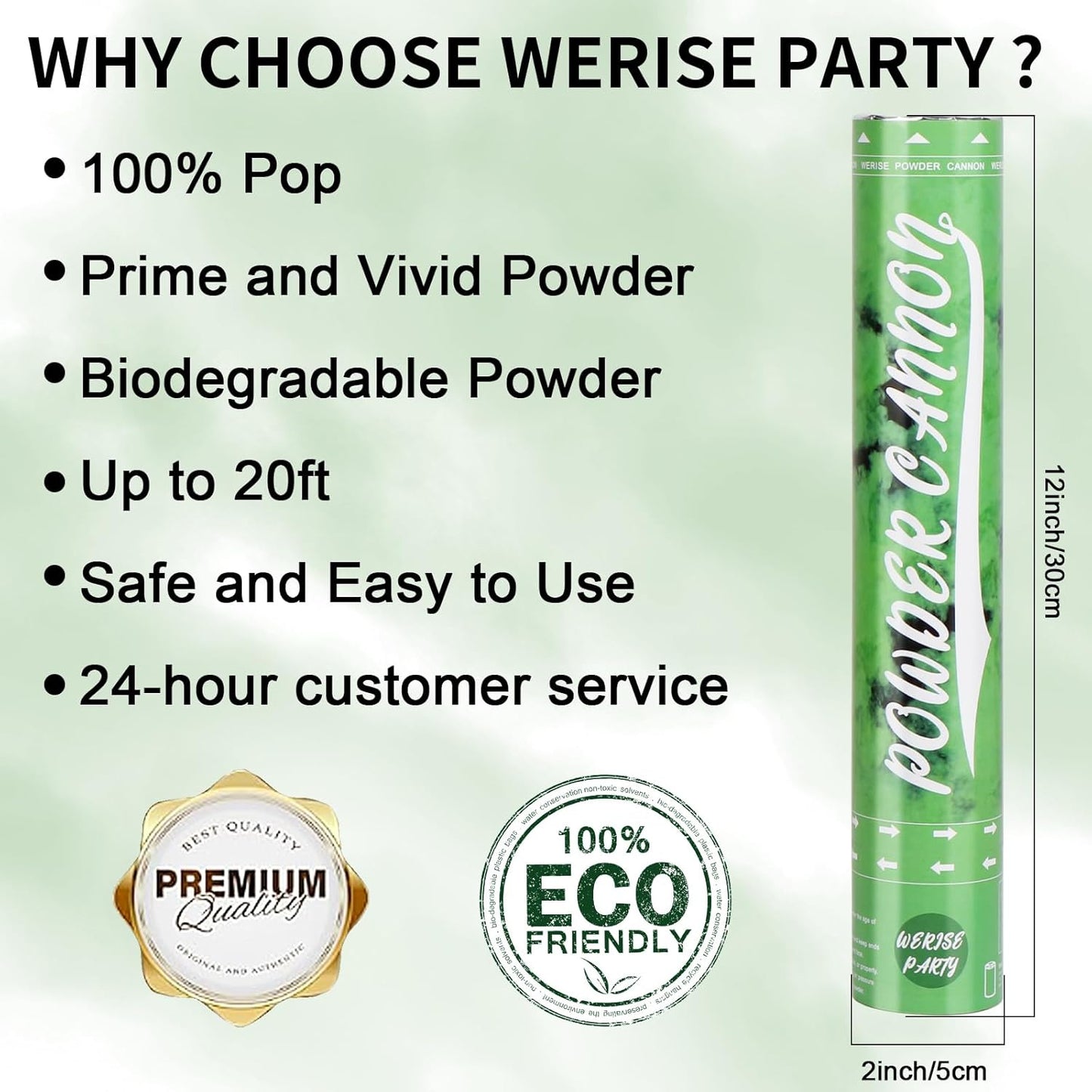 Red Powder Cannon Poppers, WERISE Party Biodegradable Smoke Poppers Cannon 12 Inch Powder Poppers for Birthday Party Valentines Day and Graduation 2 Pack
