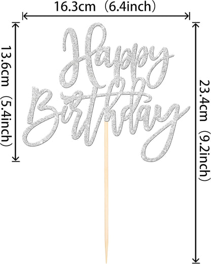 ZHUOWEISM 1 PCS Gold Happy Birthday & Anniversary Cake Topper