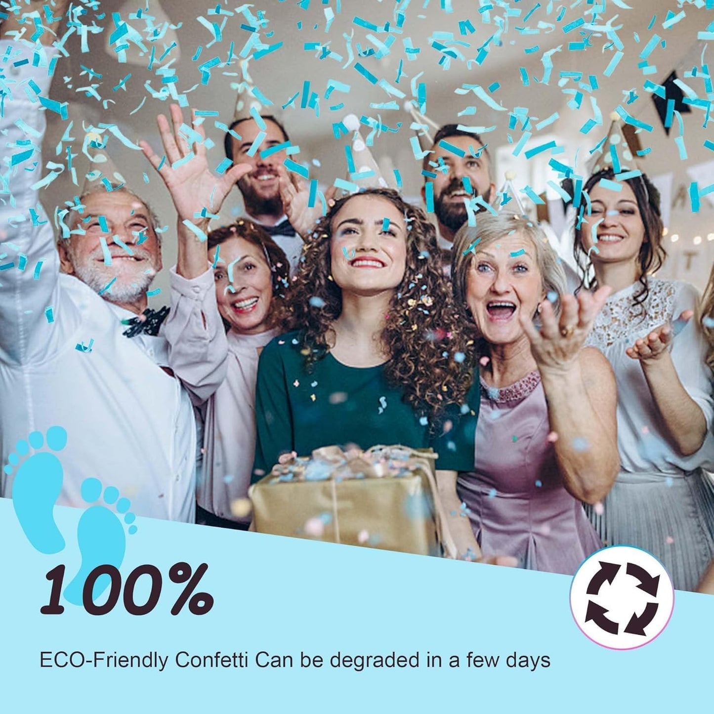 POPUPARTY Gender Reveal Confetti Cannon | No Powder Confetti Poppers | Ideal for Baby boy Gender Reveal Decoration (6 blue)