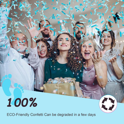 POPUPARTY Gender Reveal Confetti Cannon | No Powder Confetti Poppers | Ideal for Baby boy Gender Reveal Decoration (6 blue)