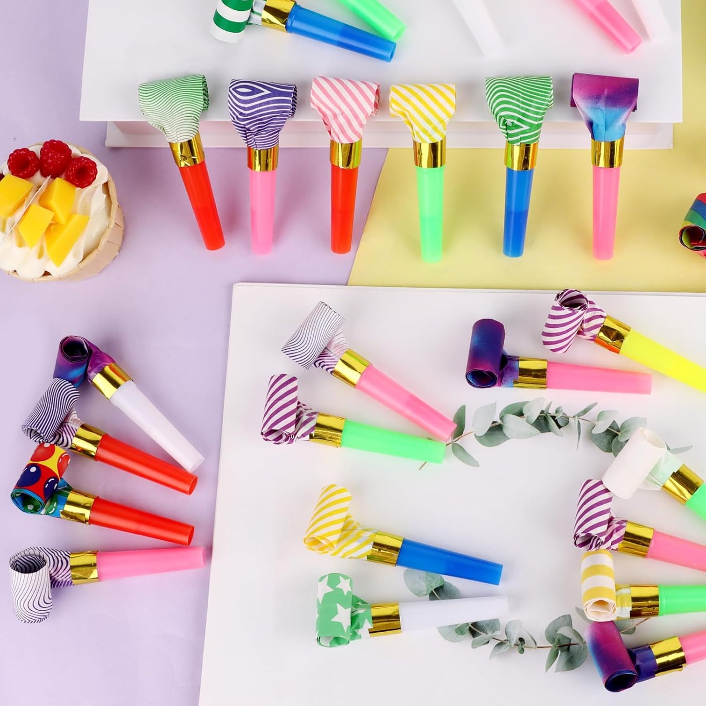 30 PCS Party Blower Blowouts Noisemakers, Funny Birthday Blow Horns Colorful Blowouts Whistles for Kids Adults Carnival Birthday Party Graduations Party Celebration Supplies