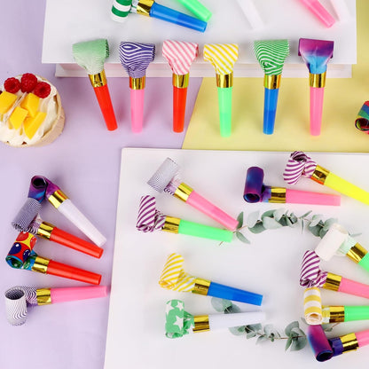 30 PCS Party Blower Blowouts Noisemakers, Funny Birthday Blow Horns Colorful Blowouts Whistles for Kids Adults Carnival Birthday Party Graduations Party Celebration Supplies
