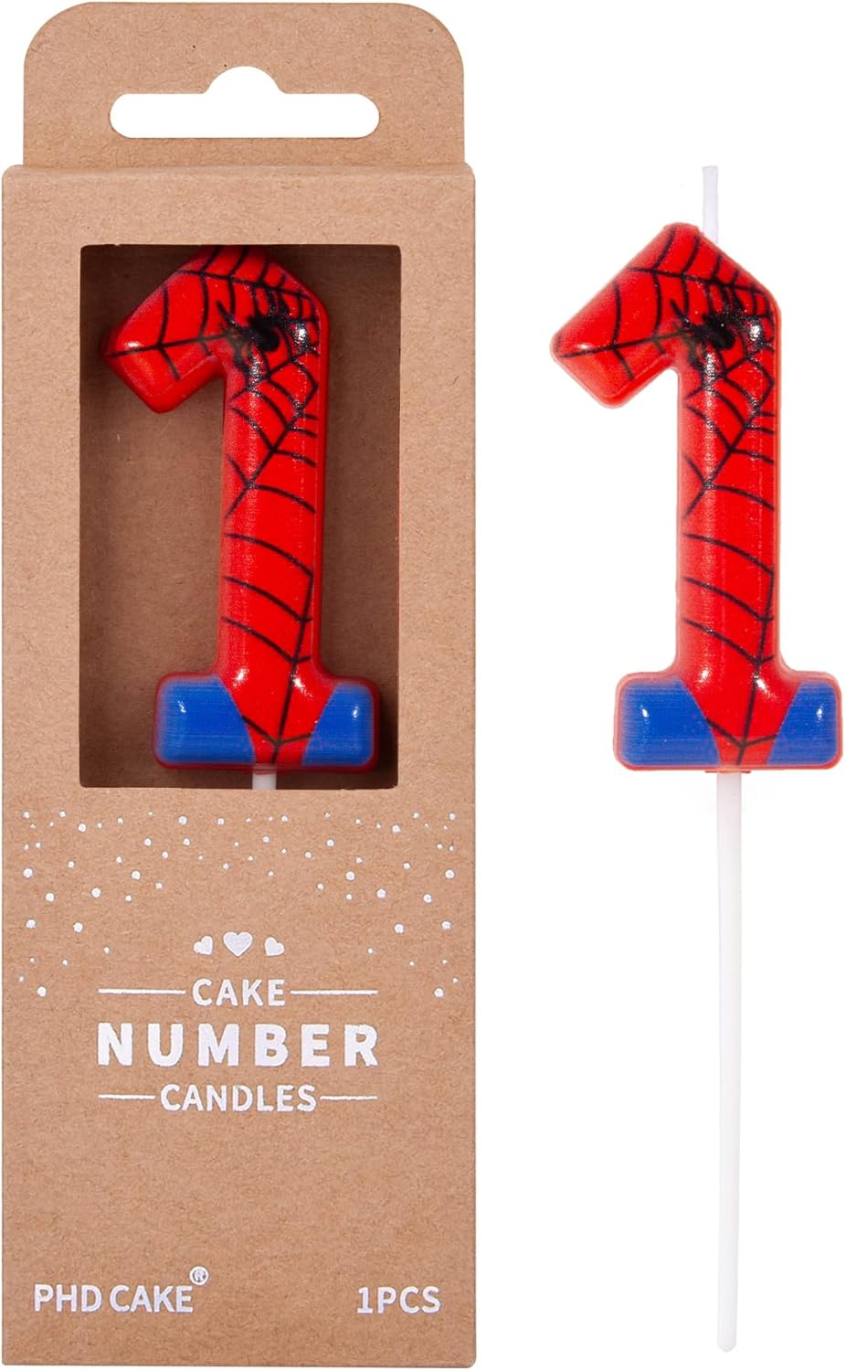 PHD CAKE 2.76 Inch Number 3 Spider Birthday Candles, Spider Cartoon Themed Number Candles, Cake Number Candles, Party Celebration