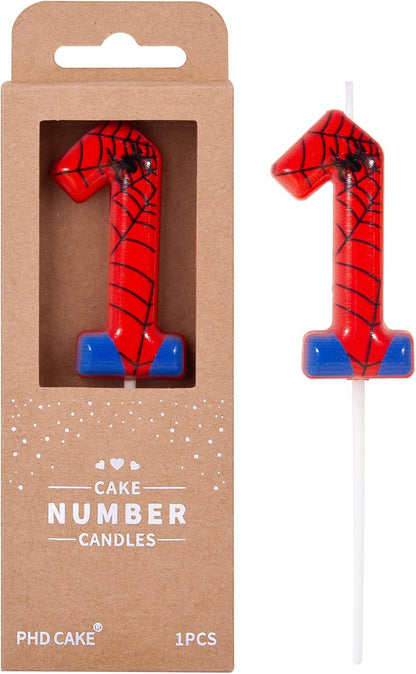 PHD CAKE 2.76 Inch Number 3 Spider Birthday Candles, Spider Cartoon Themed Number Candles, Cake Number Candles, Party Celebration