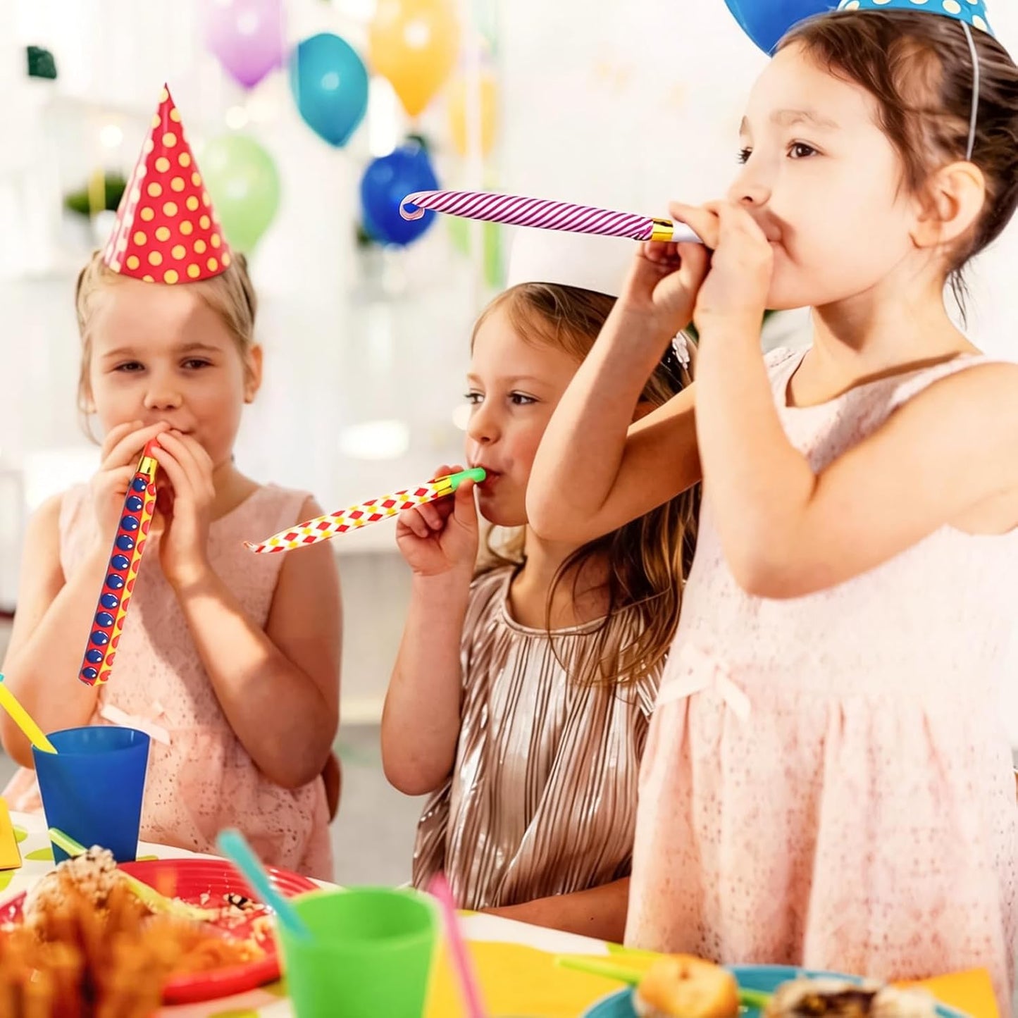30 PCS Party Blower Blowouts Noisemakers, Funny Birthday Blow Horns Colorful Blowouts Whistles for Kids Adults Carnival Birthday Party Graduations Party Celebration Supplies
