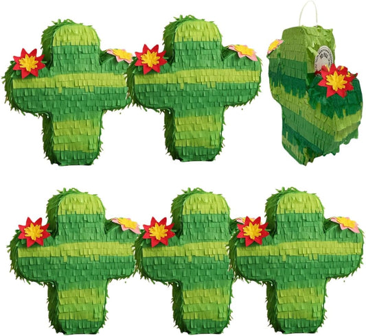 GIFTEXPRESS 6-Pack 6" Mini Cactus Pinatas, Pinatas for Cinco De Mayo, Fiestas, Taco, Llama Birthday, Carnival, Classroom & Table Centerpiece Party Favor and Decoration