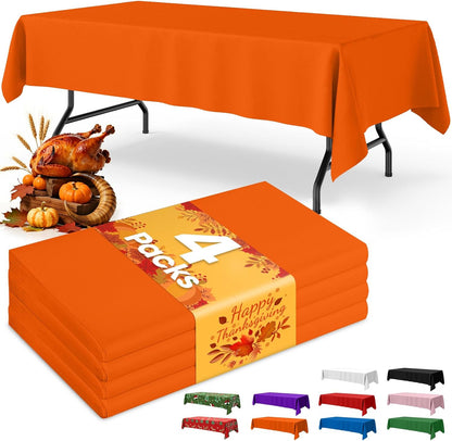 Niuara White Plastic Table Cloth - 4 Pack 54" × 108" Rectangle Disposable Tablecloths for 6FT Tables, Table Cover for Party, Holiday & Gathering Use