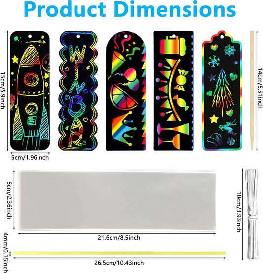 PEASUG Scratch Art, 40 Sets 5 Styles Scratch Art for Kids, Rainbow Scratch Paper Art Sets, Magic Black Scratch Off Paper Eid Bookmarks Gifts for Kids, DIY Art Craft Party Favors Easter Crafts