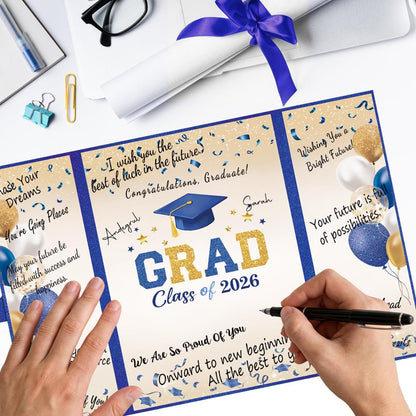 QIYANPAX Graduation Guest Book 2026, Blue and Gold Graduation Decorations Class of 2026, Graduation Signature Book, Congrats Grad Guest Book Alternative, Unique Graduation Gifts