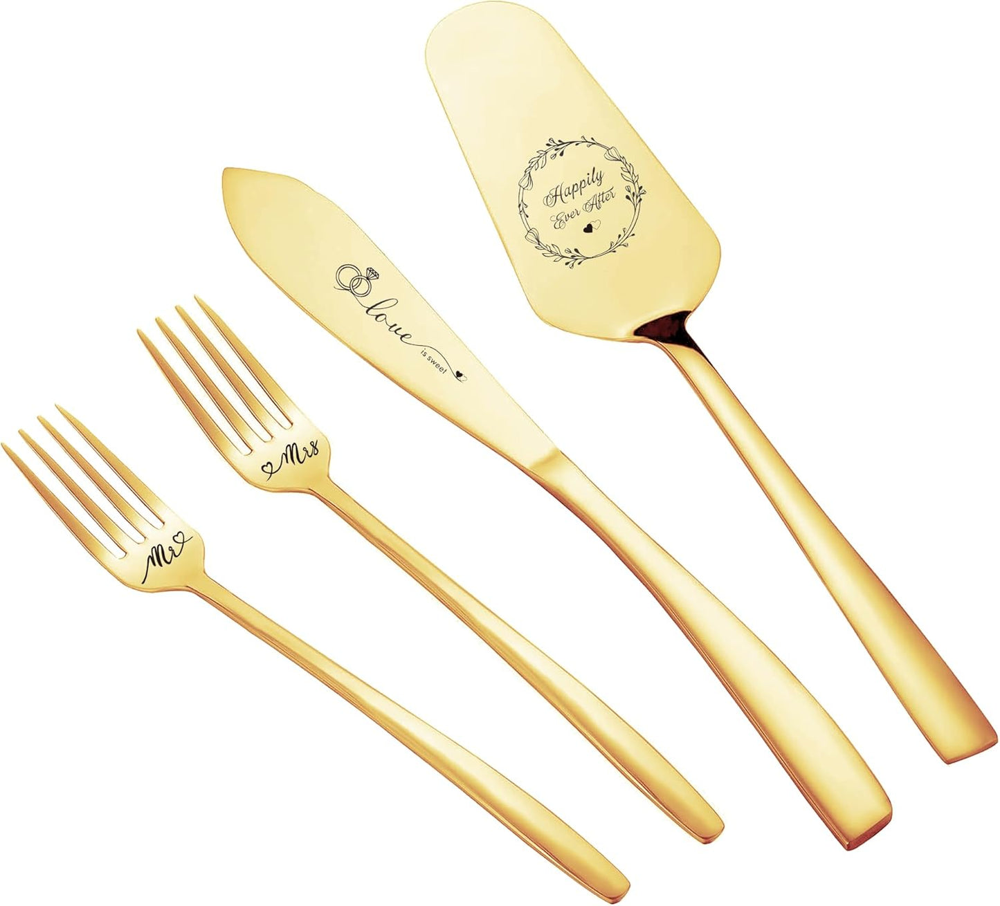 Cake Cutting Set For Wedding, Wedding Cake Knife And Server Set, Mr And Mrs Forks And Cake Cutter Set For Wedding, Bridal Shower Gifts, Engagement Gifts For Couples (Silver)