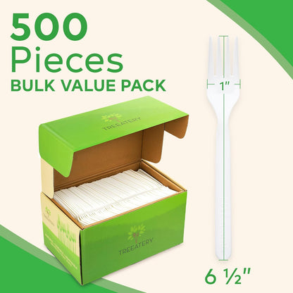 Compostable Cutlery Set, Plant-Based Compostable Utensils Disposable, Dishwasher-Safe Compostable Silverware, 380-Piece Disposable Cutlery, Plant a Tree with Every Box, Ivory White