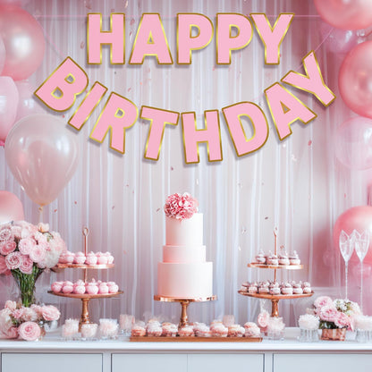 Happy Birthday Banner - 9ft Pre-Strung Happy Birthday Sign for Women, Men, Girls, Boys - No DIY Birthday Decorations & Party Supplies(Macaron)