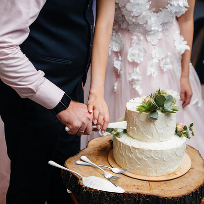 Wedding cake cutting set, Sliver Wedding Presents for Couples, 4 Pieces Set with Forks for Engagements, Bridal Shower Anniversary Engagement Presents For Mr and Mrs