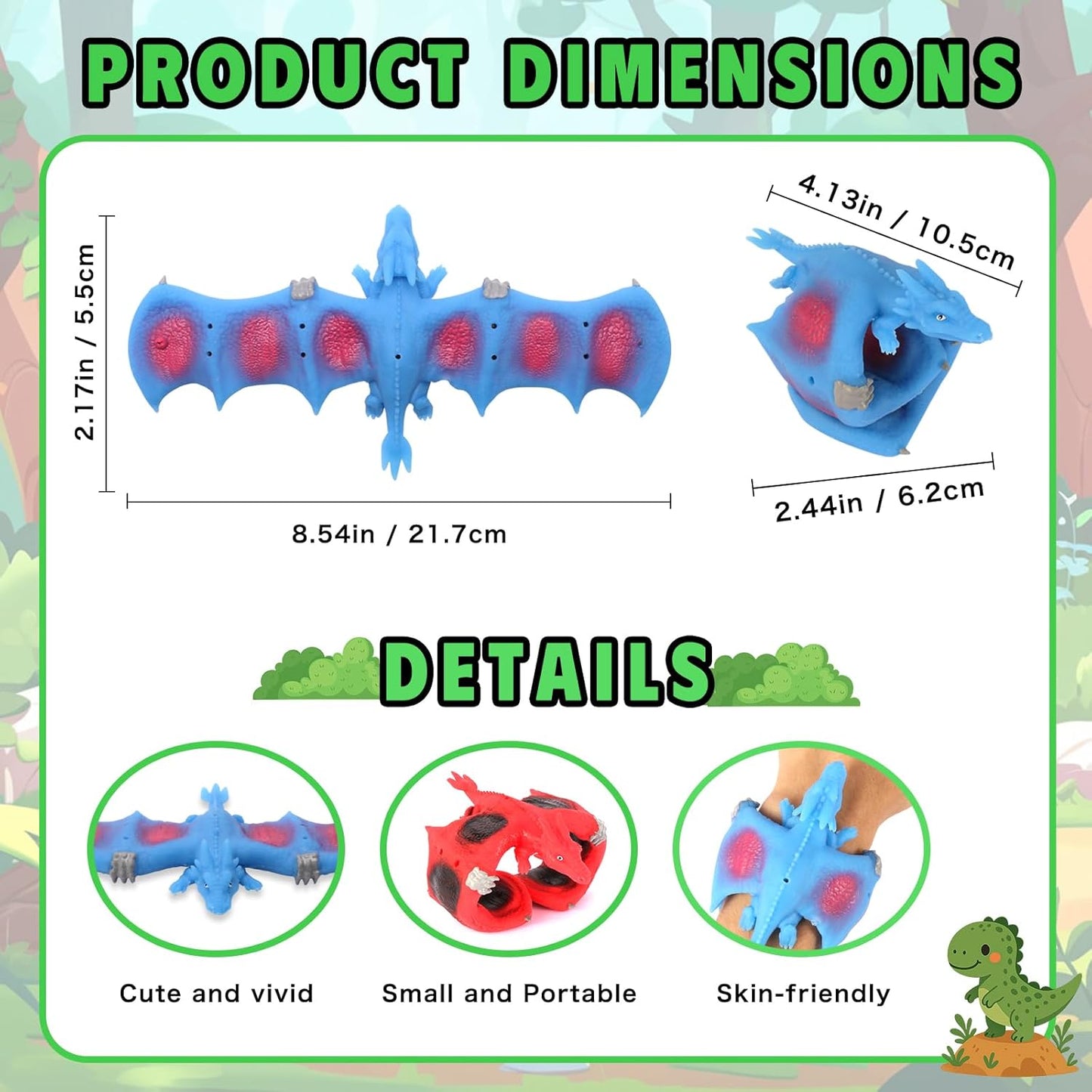 Dinosaur Slap Bracelets，Animals Slap Bracelets for Kids Girls Boys Easter Birthday Party Favors 3PCS