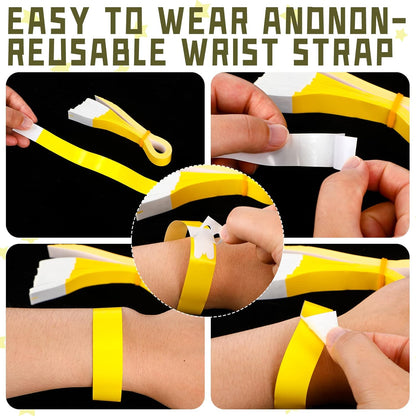 Tudomro 1200 Pack Plastic Paper Wristbands for Events Neon Party Wrist Bands Colored Waterproof Concert Identification Hand Bands Lightweight Adhesive Wristband(Yellow, Green, Blue, Red, Purple, Pink)