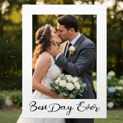 BreezeHug 32 x 24 Inch Large Wedding Photo Booth Props Frame DIY PVC Cutouts Photo Booth Selfie Frame for Wedding Bridal Shower Baby Shower Anniversary Party Supplies Decorations(Eucalyptus)