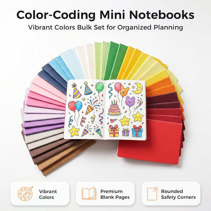 Koogel 32 Pack Small Notebooks Bulk, 3.5 x 5.5 Inch Mini Journal Pocket Notepads Set for Back To School, Colorful Cover Memo Notepad for Kids Students Office Supplies,Tiny Note Book Bulk
