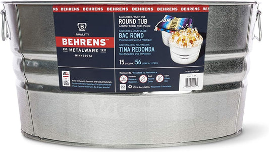 Behrens 2GS 15 Gallon Round Galvanized Steel Tub