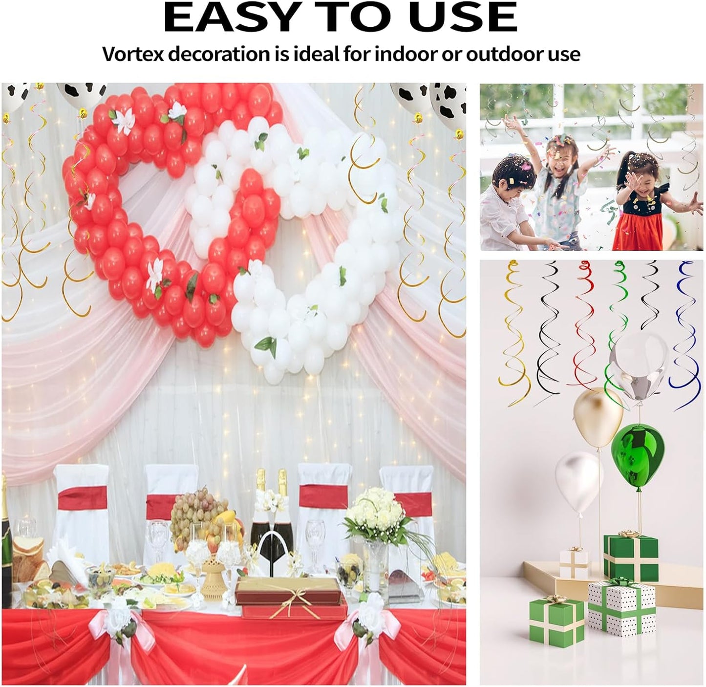 30 Pieces Hanging Swirl Party Decorations Foil Decorations Ceiling Swirl Spiral Hanging Plastic Streamer for Ceiling Birthday Graduation Wedding Celebration Baby Shower Party Supply (Black)
