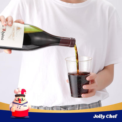 JOLLY CHEF 12 oz Clear Plastic Cups, 100 Pack Heavy-duty Party Glasses, Disposable Plastic Cups for Halloween,Thanksgiving Day, Christmas Party