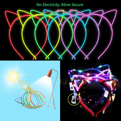 ZIRICHER 6 Colors Glow in the Dark Headbands, Plastic Light Up Hair Band Crowns Luminous Headband For Girls Party Headbands