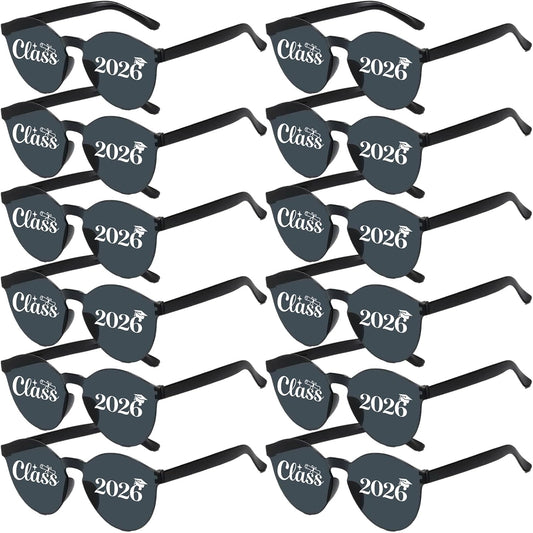 Vegove 12PC Class of 2026 Graduation Sunglasses - Prom Costume Eyewear Party Photobooth Props for Grand Celebration Supplies