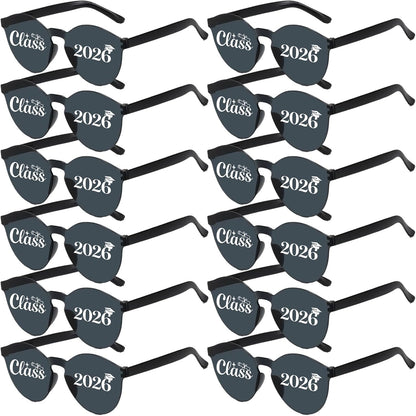 Vegove 12PC Class of 2026 Graduation Sunglasses - Prom Costume Eyewear Party Photobooth Props for Grand Celebration Supplies