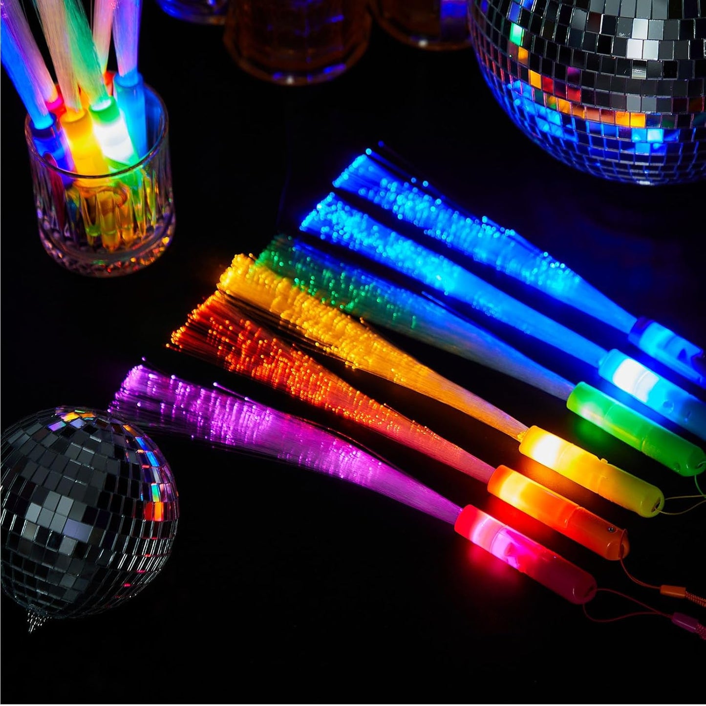 Zhanmai 24 Pieces Upgraded Glow Fiber Wands Sticks K-pop Concert LED Light Fiber Optic Wands LED Flashing Glow Sticks Bulk for Wedding Party Favors(Mixing Color)