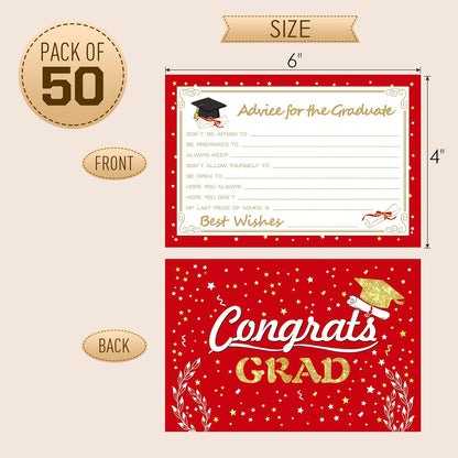 Graduation Advice Cards - 50-Pack Graduate Party Supplies 2026 Advice for the Graduate Decorations Party Favors Table Games Personalized Graduations Cards