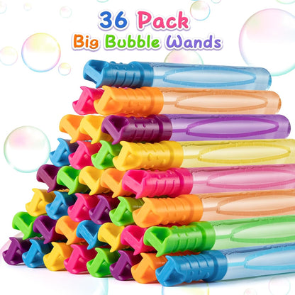 36 Pack Big Bubble Wands Bulk in 6 Colors, Ideal for Easter, Summer, Halloween, Valentine, School Classroom Prizes