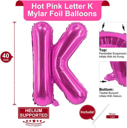 Lovoir 40 Inch Large Hot Pink Letter A Balloons Big Size Jumbo Mylar Foil Helium Balloon for Birthday Party Celebration Decorations Alphabet Hot Pink A