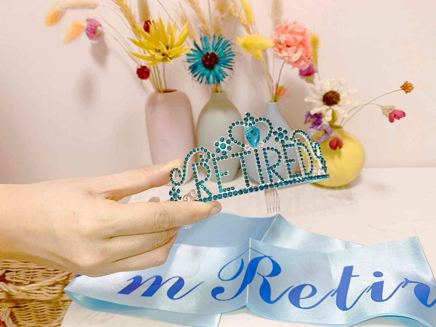 JETKONG Retirement Party Decorations Retired Tiara/Crown, Retired Sash for Women Retirement Gifts, Retirement Party Supplies, Gifts, Favors (Rose Gold)