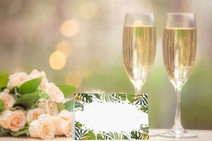 Jungle Tropical Theme Party Pack - 25 Editable Name Place Cards with Easy Folding (B15)