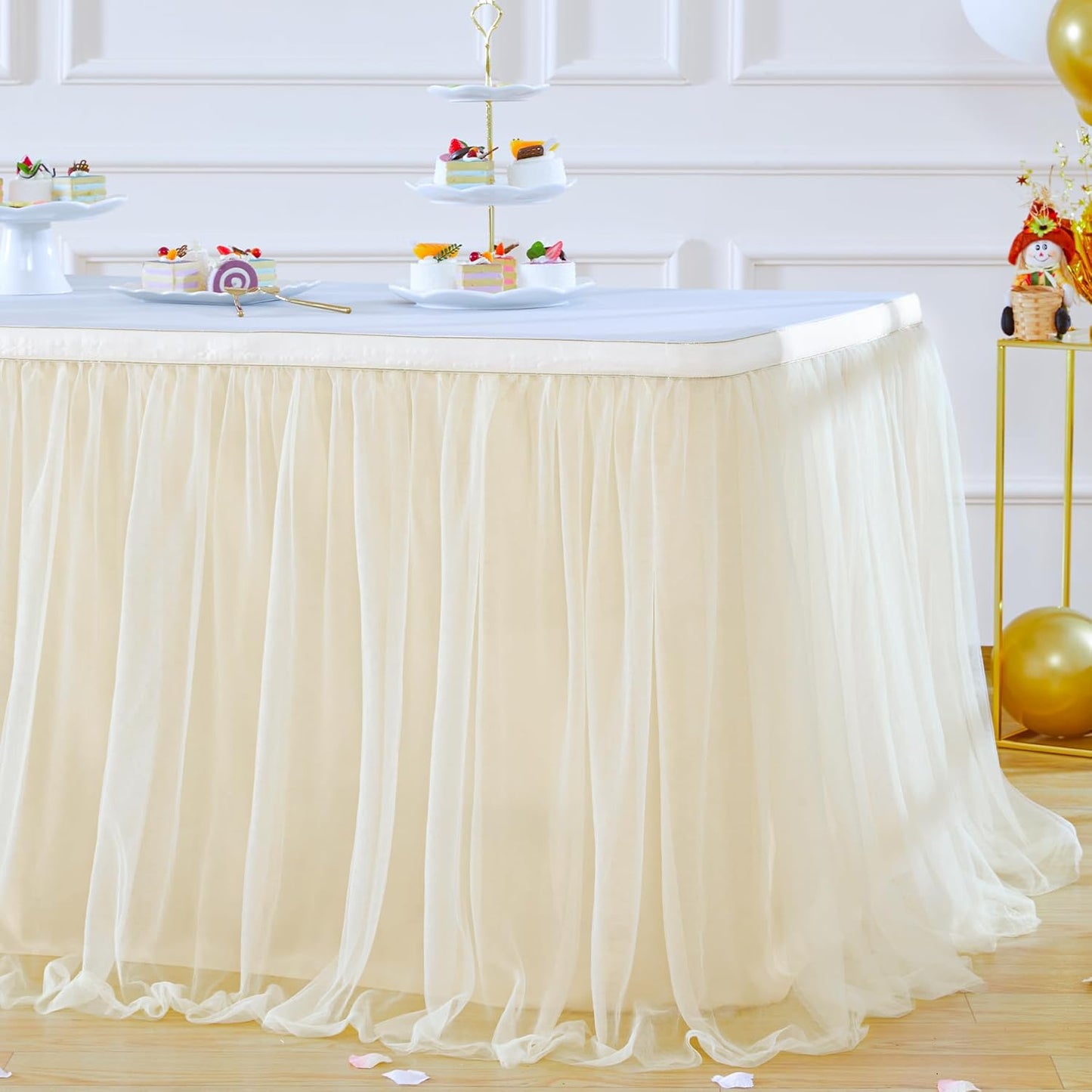 Suppromo 6ft Pink Tulle Table Skirt Baby Shower Tablecloth for Rectangle Tables or Round Tables Pink Ruffle Tutu Table Skirts Desk Skirt for Princess Girls Birthday Party Cake Dessert Decorations