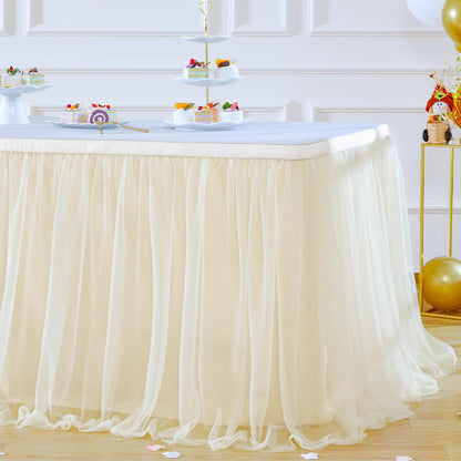 Suppromo 6ft Pink Tulle Table Skirt Baby Shower Tablecloth for Rectangle Tables or Round Tables Pink Ruffle Tutu Table Skirts Desk Skirt for Princess Girls Birthday Party Cake Dessert Decorations