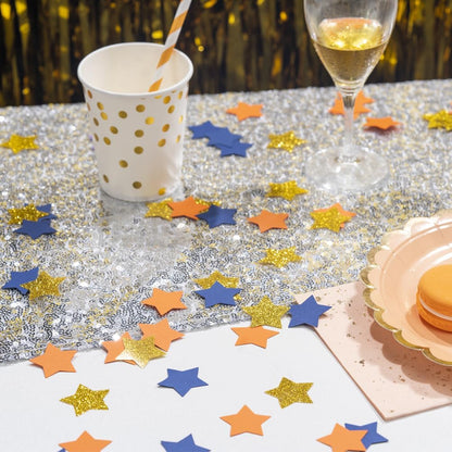 MOWO Glitter Five Stars Confetti Wedding Party Decor and Table Decor, 1.2’’ in Diameter (Glitter Gold,200pc)