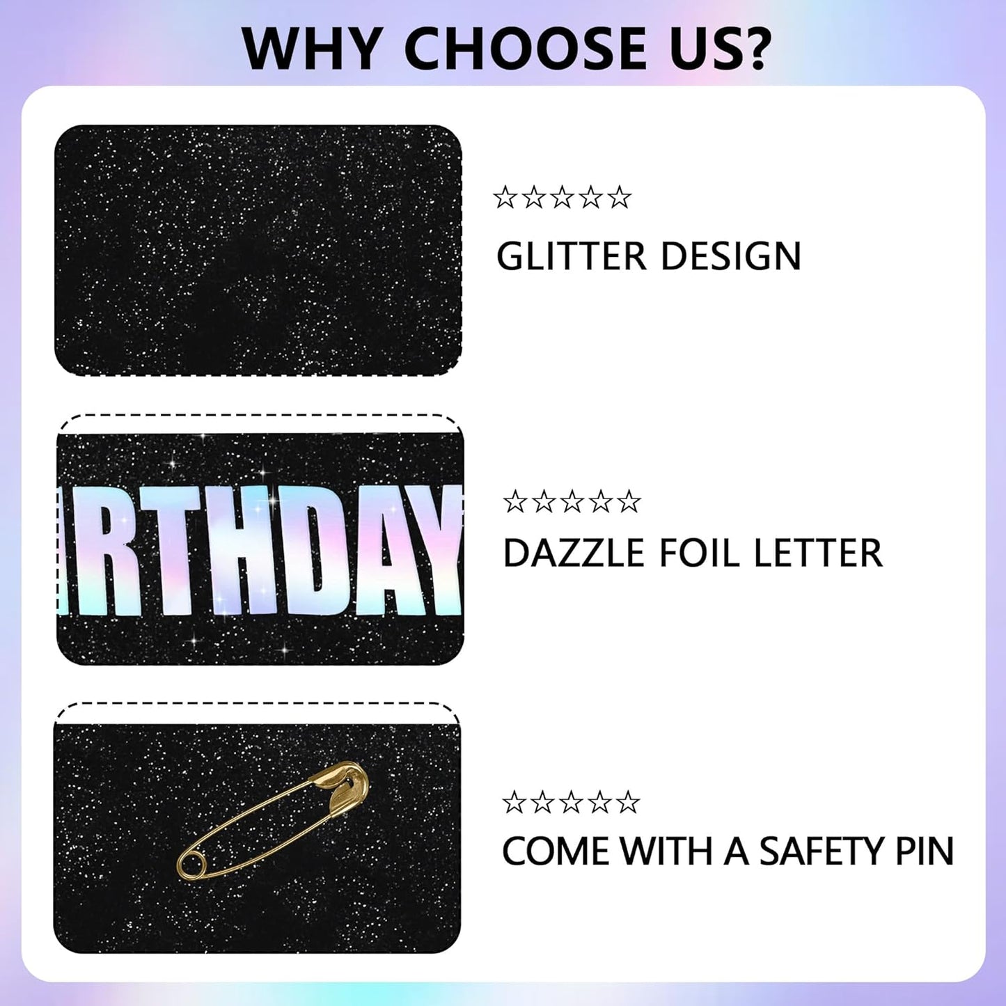 Vuzvuv Glitter Black The Birthday Dude Sash with Iridescent Foil Letter for Men and Boys, Funny Party Decorations for Boyfriend, Son, Brother,Husband