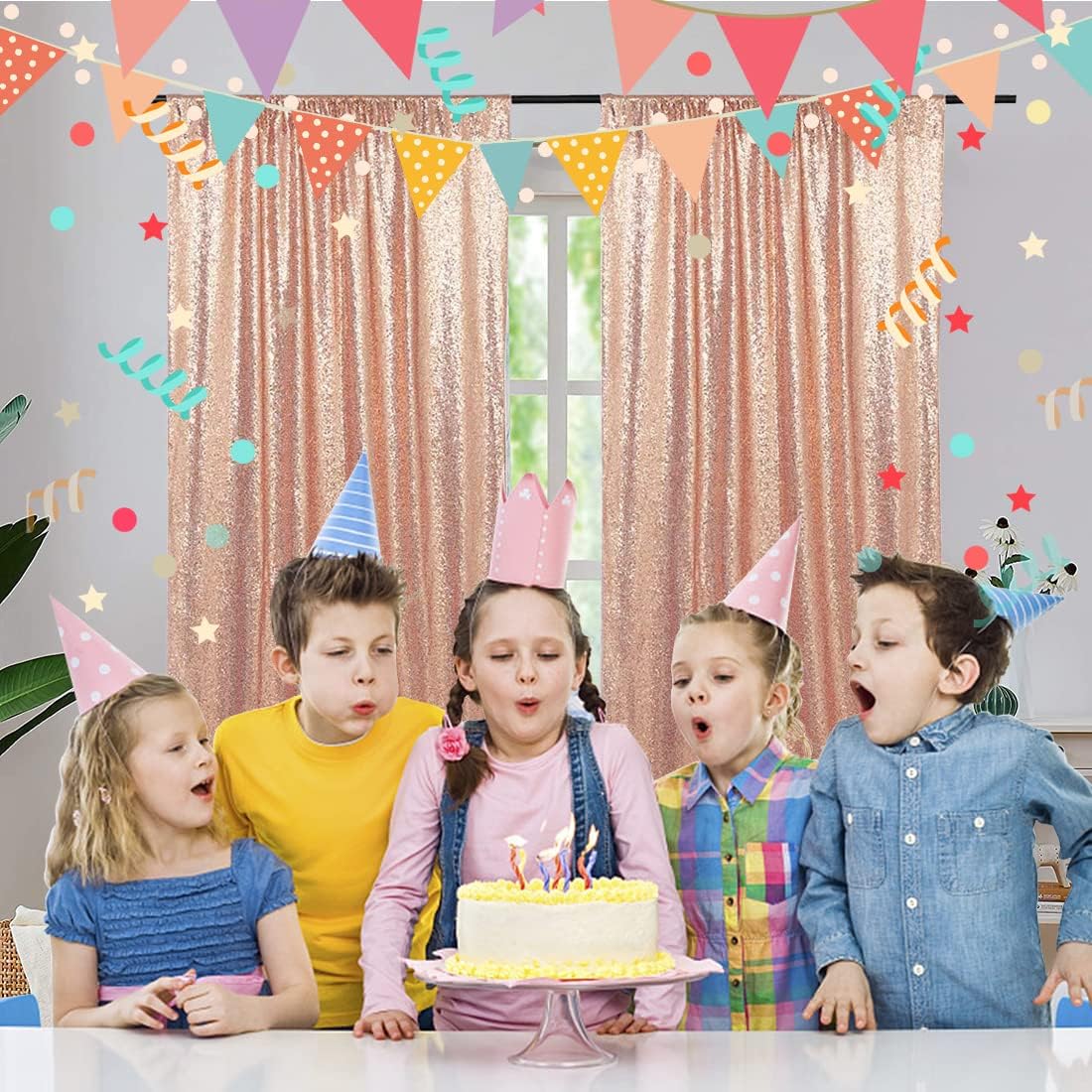 Poise3EHome Black Sequin Backdrop Curtains, 2 Panels 2FTx8FT Glitter Photo Booth Backdrop for Halloween Birthday Bachelorette Wednesday Twilight Party Decorations