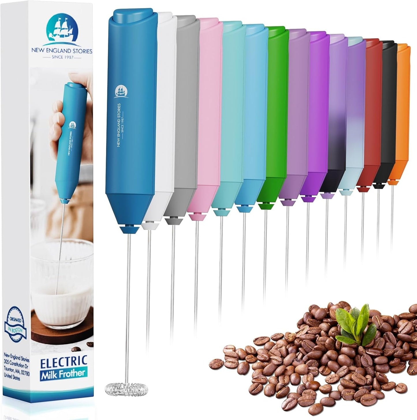 Powerful Milk Frother Wand - Mini Handheld Milk Frother with Stainless Steel Whisk - Battery-Powered Drink Mixer for Coffee, Lattes, Cappuccinos, Matcha - Coffee Enthusiasts Gift - Black
