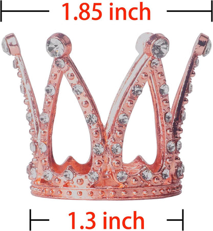 2Pcs Mini Infant Crown Baby Princess Tiara Cake Topper Crystal Rhinestone Small Gold Cupcake Crown for Newborn Photo Prop Royal Prince Themed Birthday Wedding Christmas Party Decorations