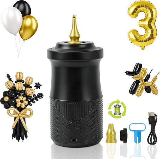 AXHJ Electric Balloon Pump, Portable Electric Air Balloon Pump Dual Nozzle Air Blower Pump, Balloon Inflator for Party Decorations