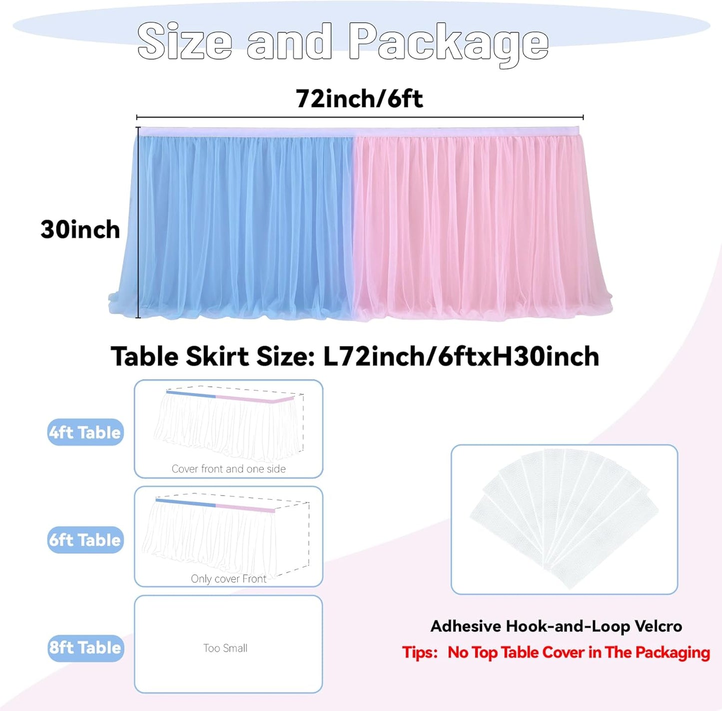 72inch Champagne Gold Tulle Table Skirts for Rectangle Round Tables, Gold Grim Ruffle Tulle Tutu Cloth Table Skirt 6ft for Wedding Birthday Party Cake Dessert Decor(No Top Cover)