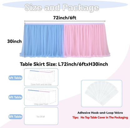 72inch Champagne Gold Tulle Table Skirts for Rectangle Round Tables, Gold Grim Ruffle Tulle Tutu Cloth Table Skirt 6ft for Wedding Birthday Party Cake Dessert Decor(No Top Cover)