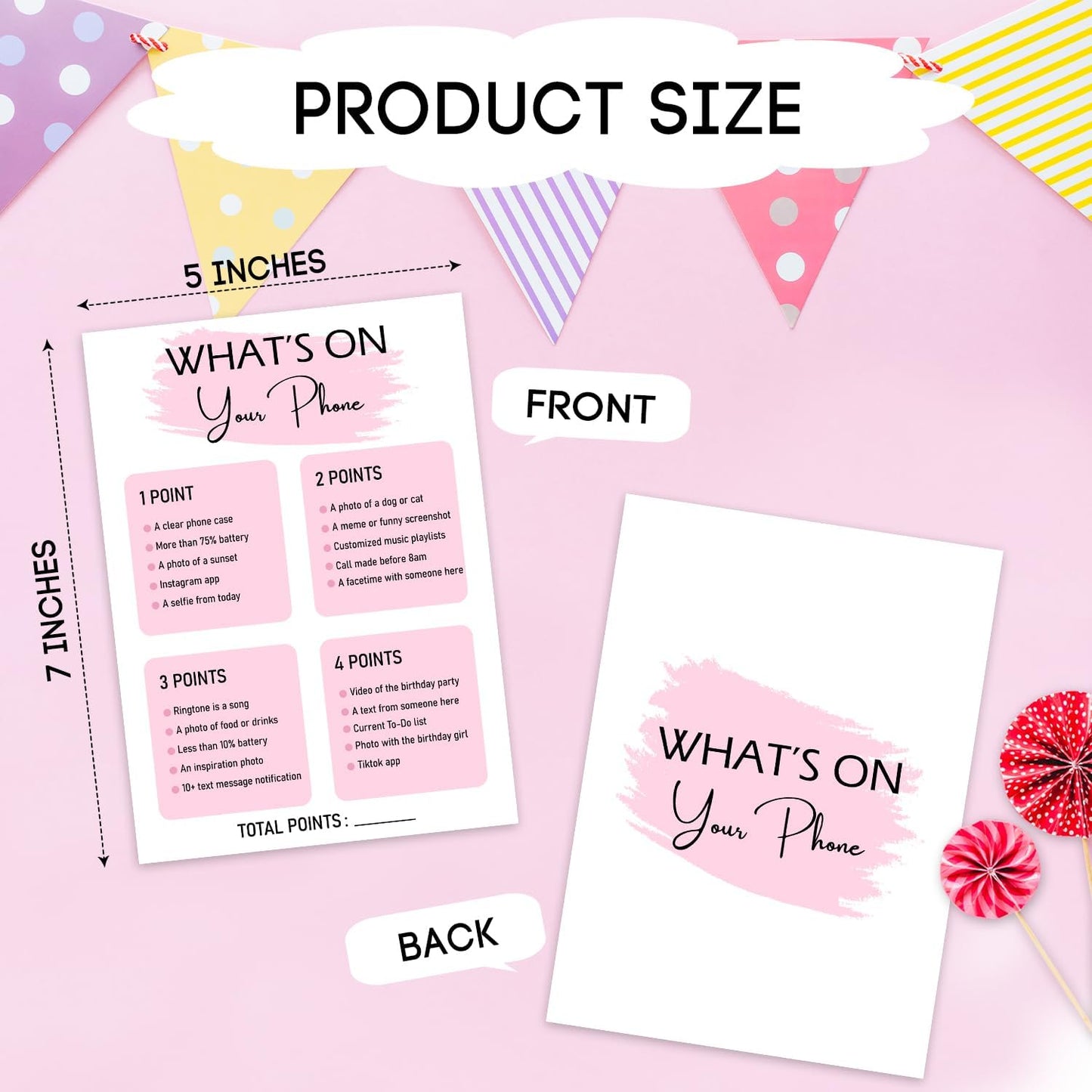 Birthday Party Game - Selfie Scavenger Hunt, Girl Birthday Party Activity Favor, Set of 20 Games Cards, Birthday Supplies, Activity Decorations -B07