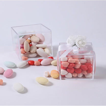 KissYou Acrylic Box Clear Boxes with Lid 12 Packs Small Candy Box Display Square Cube Wedding Graduation Party Decorations Jewlry Gift Box