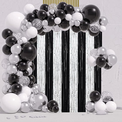 Voircoloria 3 Pack 3.3x8.2 Feet Gold Foil Fringe Backdrop Curtains, Tinsel Streamers, Fringe Backdrop for 2025 New Years Eve, Graduation, Birthday, Baby Shower, Gender Reveal, Disco Party - Colors B