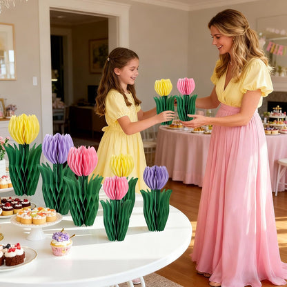 SUNBEAUTY 9PCS Spring Wildflower Party Decorations Wild Flowers Honeycomb Centerpieces for Tables Wildflower Birthday Spring Flower Theme Party Decorations for Garden Baby Shower, Easter, Mothers Day