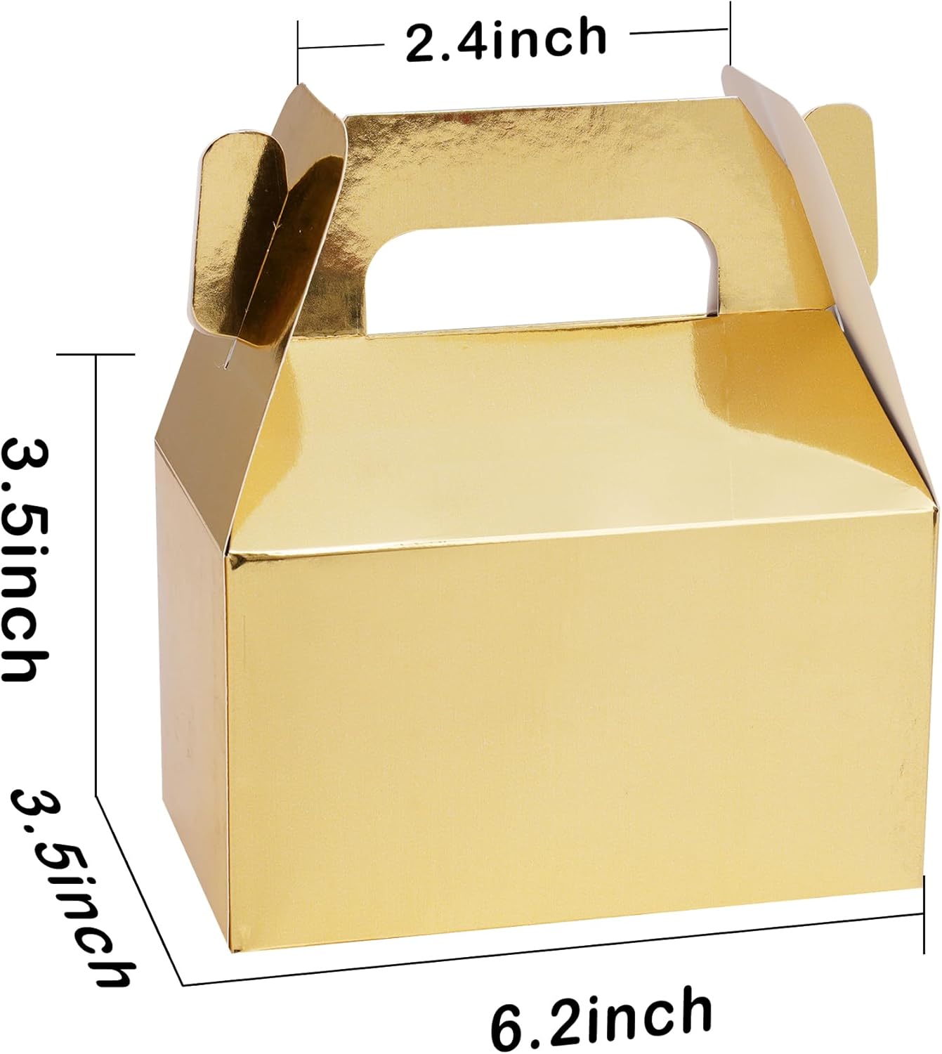 XAGLVV 24 Pack White Paper Gable Boxes,6.2 Inch Candy Boxes with Handle, Snack Party Favor& Gift Cookie bags for kids Birthday,Wedding, Baby Shower, Graduation.