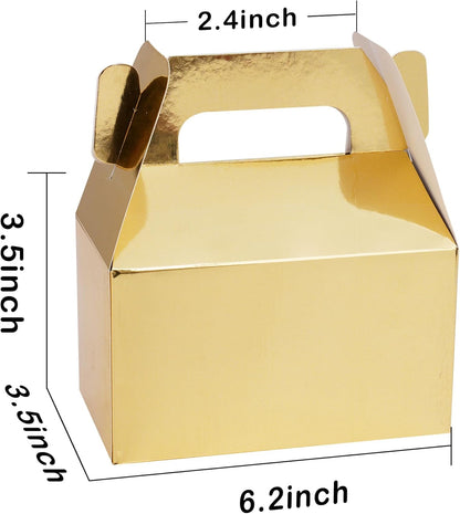 XAGLVV 24 Pack White Paper Gable Boxes,6.2 Inch Candy Boxes with Handle, Snack Party Favor& Gift Cookie bags for kids Birthday,Wedding, Baby Shower, Graduation.