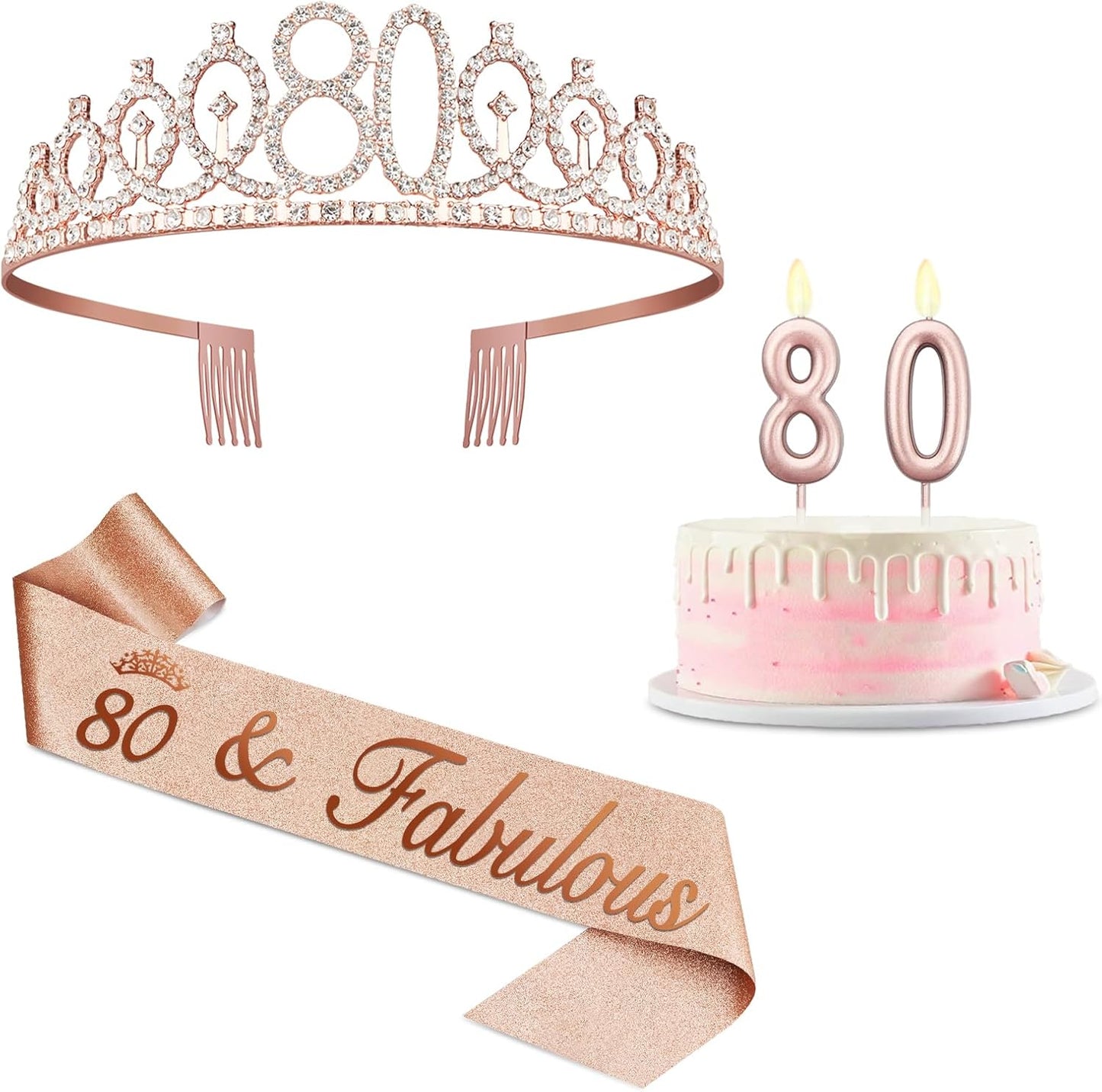 21st Birthday Decorations for Her with 21st Birthday Sash and Crown, Candles Gold, Gifts for 21 Year Old Girls